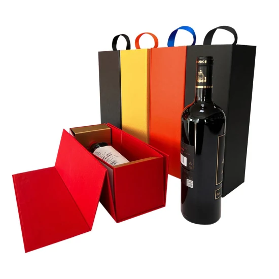 Scatola per vino con bordo rigido con logo personalizzato Confezione regalo per vino Scatola per bottiglia di vino Scatola pieghevole per imballaggio per vino con chiusura magnetica