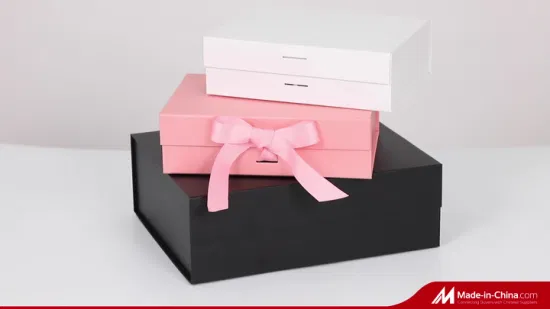 Cartone pieghevole cosmetici trucco gioielli vestiti scatola di imballaggio regalo di carta magnetica per orologio confezione regalo festival festa di nozze con nastro